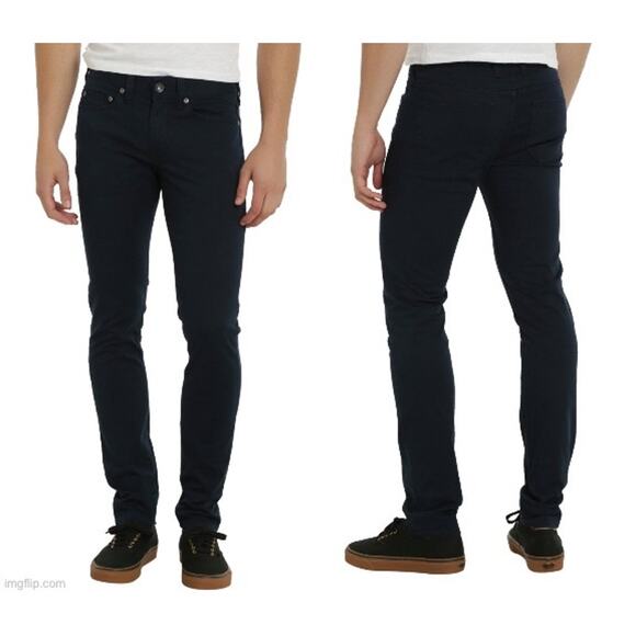 RUDE Hot Topic NWT Men's 28 Dark Navy Blue Skinny Chino Pants Light Stretch - Picture 2 of 11